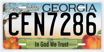 GA license plate CEN7286