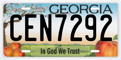 GA license plate CEN7292