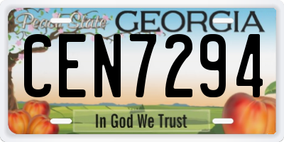 GA license plate CEN7294