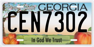 GA license plate CEN7302