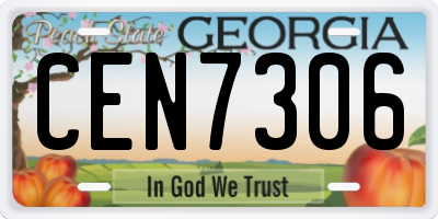 GA license plate CEN7306