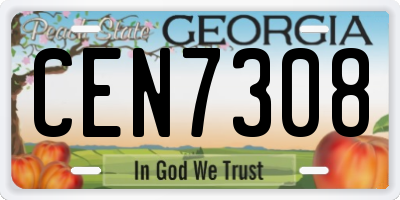 GA license plate CEN7308