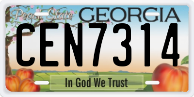 GA license plate CEN7314