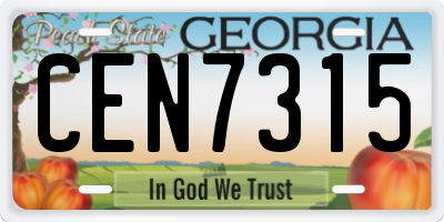 GA license plate CEN7315