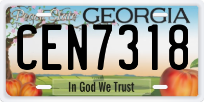 GA license plate CEN7318