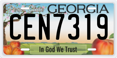 GA license plate CEN7319
