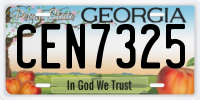 GA license plate CEN7325