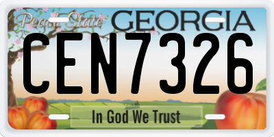GA license plate CEN7326