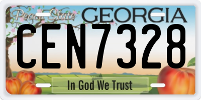 GA license plate CEN7328