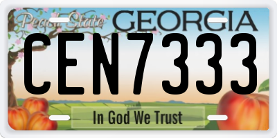 GA license plate CEN7333
