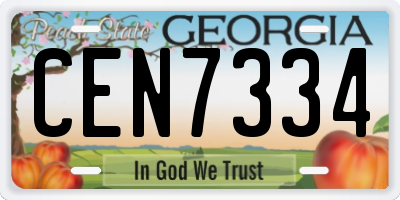 GA license plate CEN7334
