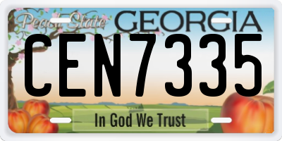 GA license plate CEN7335