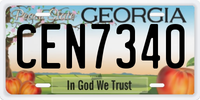 GA license plate CEN7340