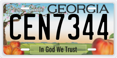 GA license plate CEN7344
