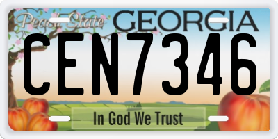 GA license plate CEN7346