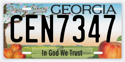 GA license plate CEN7347