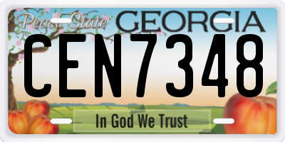 GA license plate CEN7348