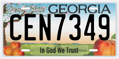 GA license plate CEN7349
