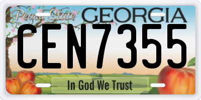 GA license plate CEN7355