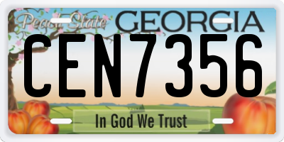 GA license plate CEN7356