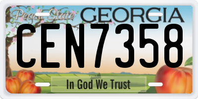 GA license plate CEN7358