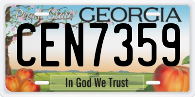 GA license plate CEN7359