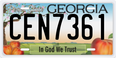GA license plate CEN7361
