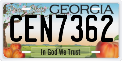 GA license plate CEN7362