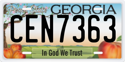 GA license plate CEN7363