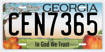 GA license plate CEN7365
