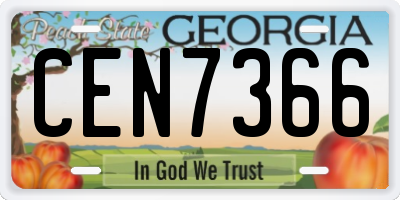 GA license plate CEN7366
