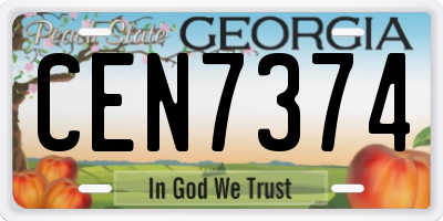 GA license plate CEN7374