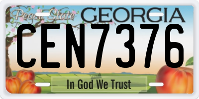 GA license plate CEN7376