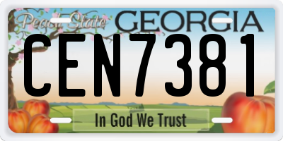 GA license plate CEN7381