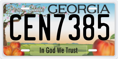 GA license plate CEN7385