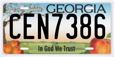 GA license plate CEN7386