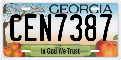 GA license plate CEN7387