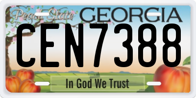 GA license plate CEN7388