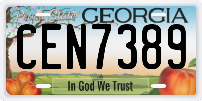 GA license plate CEN7389