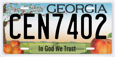 GA license plate CEN7402