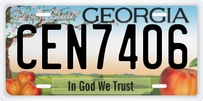 GA license plate CEN7406