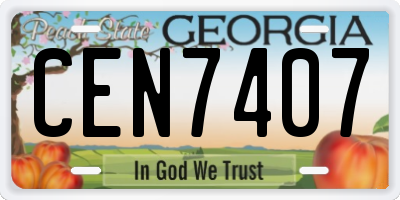 GA license plate CEN7407