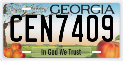 GA license plate CEN7409