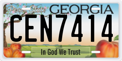 GA license plate CEN7414