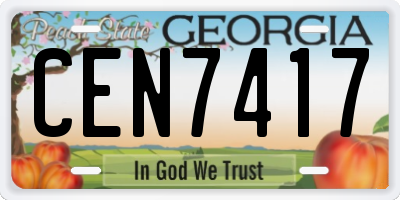 GA license plate CEN7417