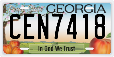 GA license plate CEN7418