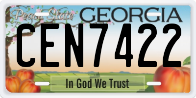 GA license plate CEN7422