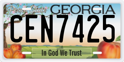 GA license plate CEN7425