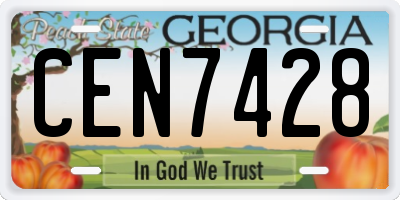 GA license plate CEN7428
