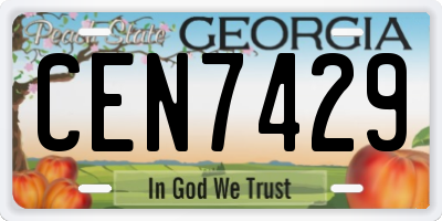 GA license plate CEN7429